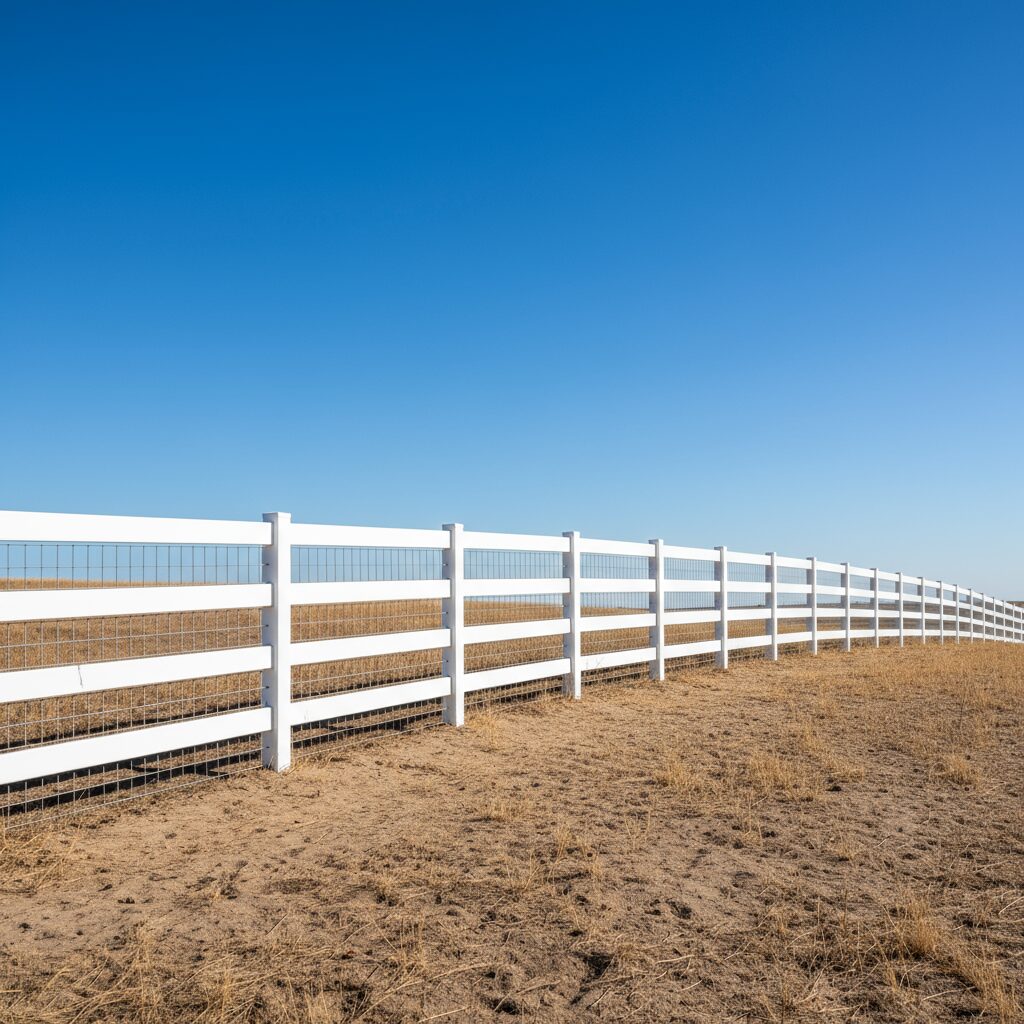 White vinyl fence with wire mesh-deck builder-San Antonio, Texas
