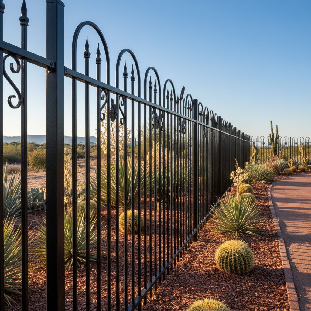 aluminum-fence-san-antonio-22 - San Antonio Deck and Fence Works Black wrought iron fence with spikes.-deck builder-San Antonio, Texas