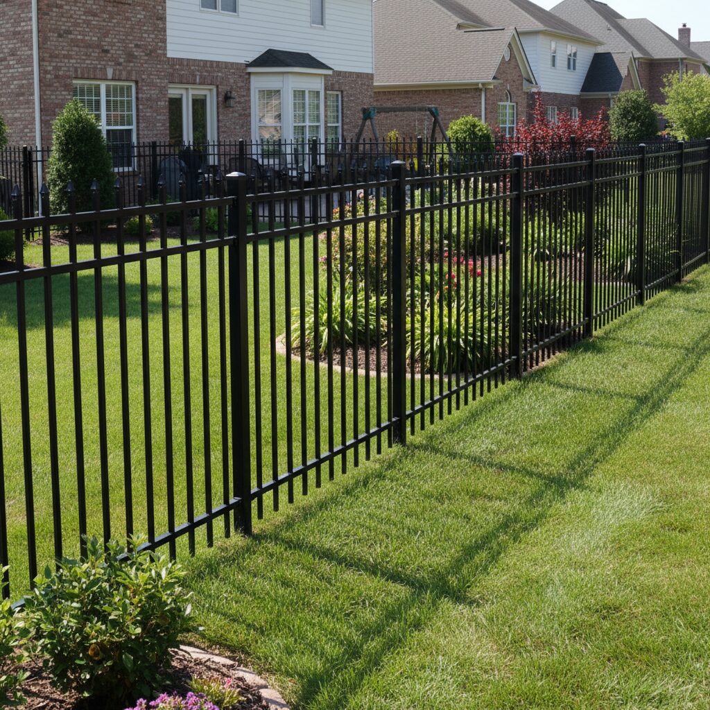 aluminum-fence-san-antonio-24 - San Antonio Deck and Fence Works Black metal fence with garden beds-deck builder-San Antonio, Texas