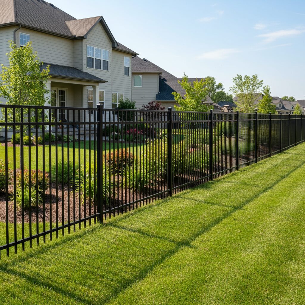 aluminum-fence-san-antonio-25 - San Antonio Deck and Fence Works Black metal fence with vertical bars.-deck builder-San Antonio, Texas