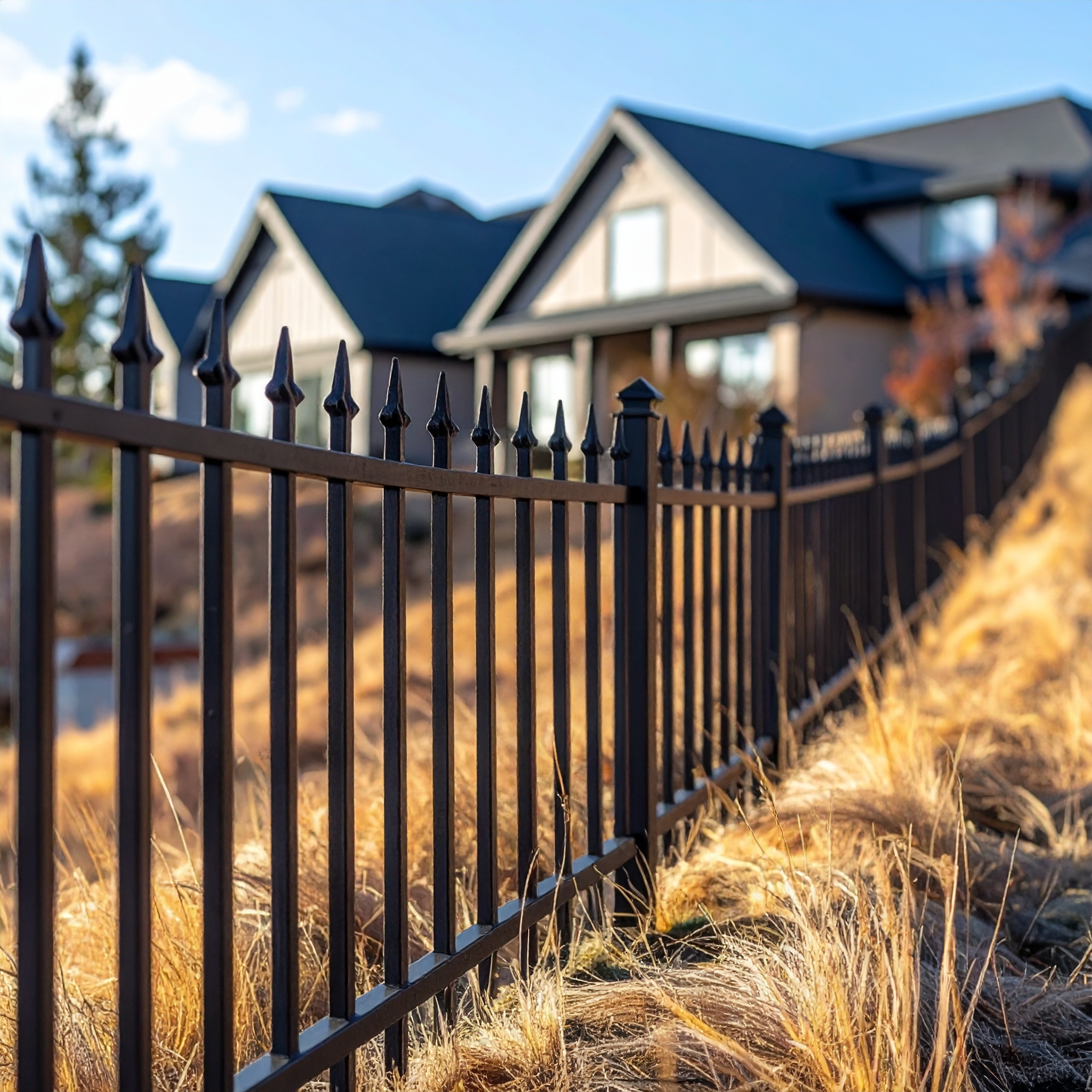 aluminum-fence-san-antonio-27 - San Antonio Deck and Fence Works Black metal fence with decorative spikes-deck builder-San Antonio, Texas