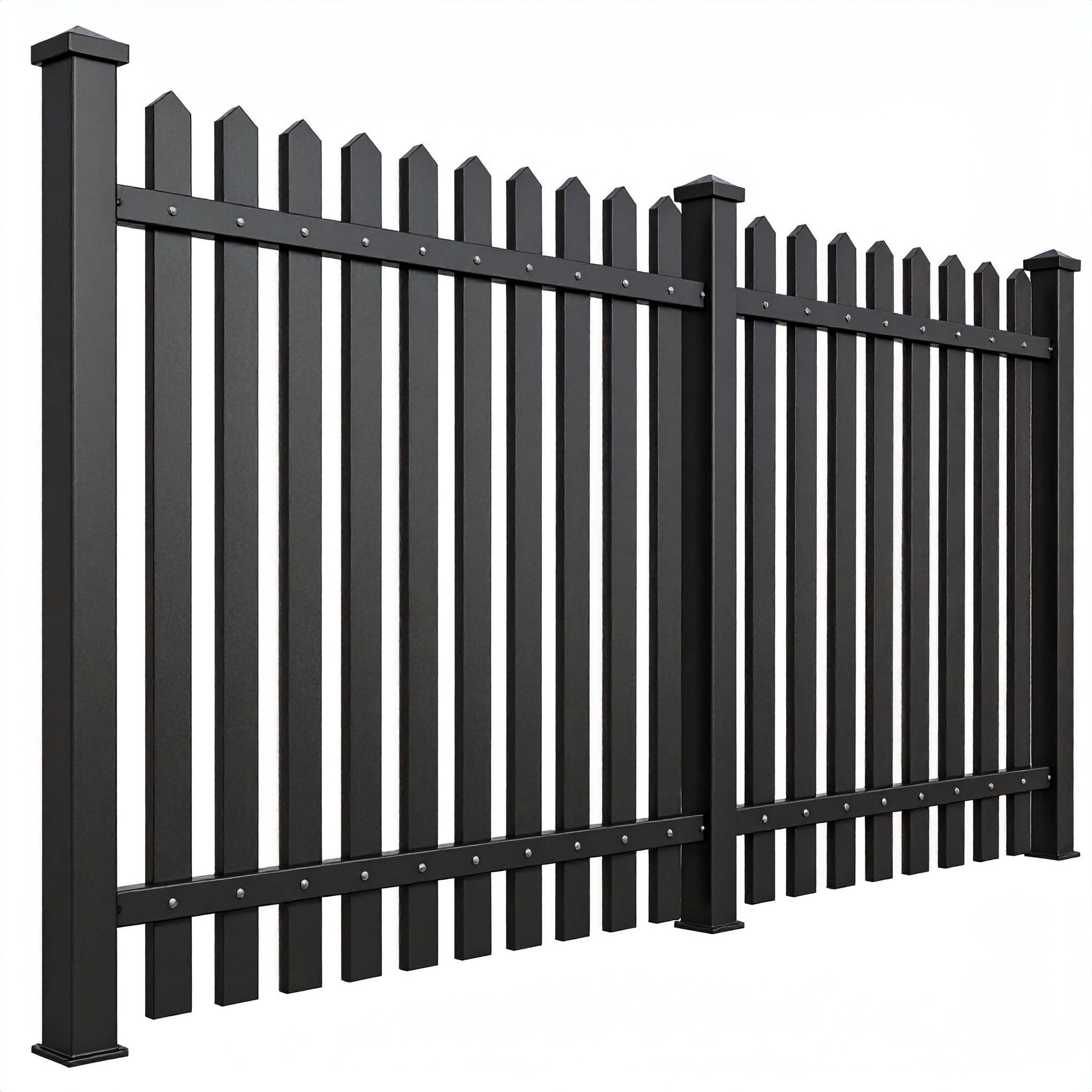 aluminum-fence-san-antonio-29 - San Antonio Deck and Fence Works Black aluminum fence with pointed pickets.-deck builder-San Antonio, Texas