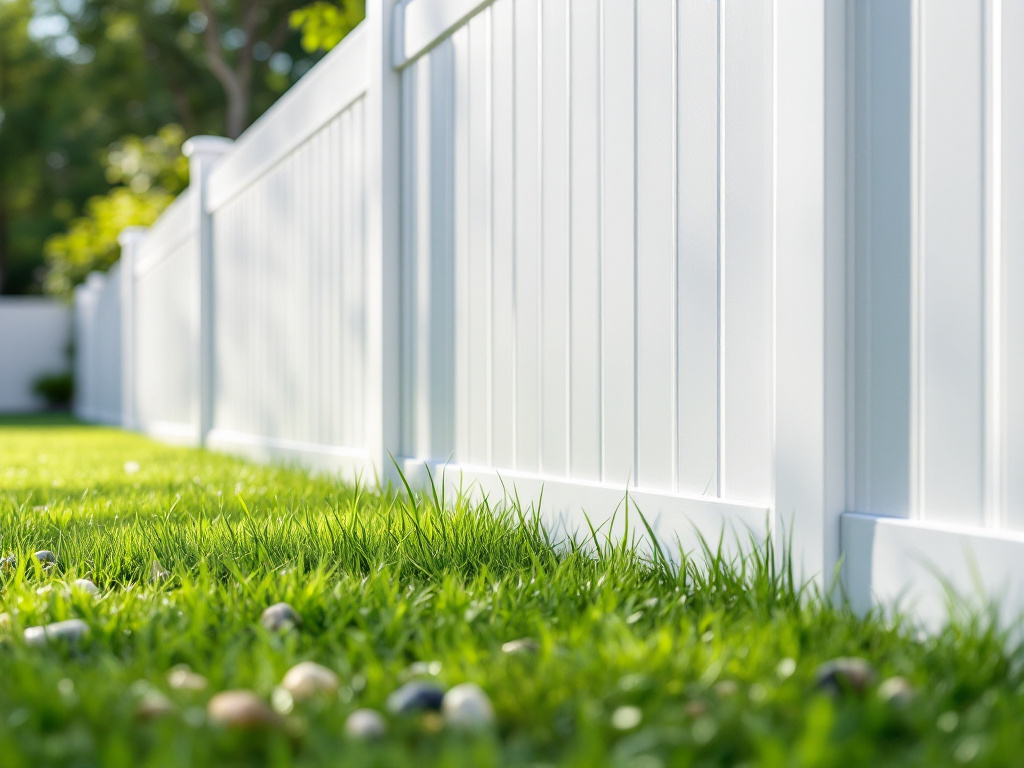 close-up of solid white vinyl fence panels clean modern lines durable privacy fenci 241396 - San Antonio Deck and Fence Works White vinyl privacy fence panels-deck builder-San Antonio, Texas