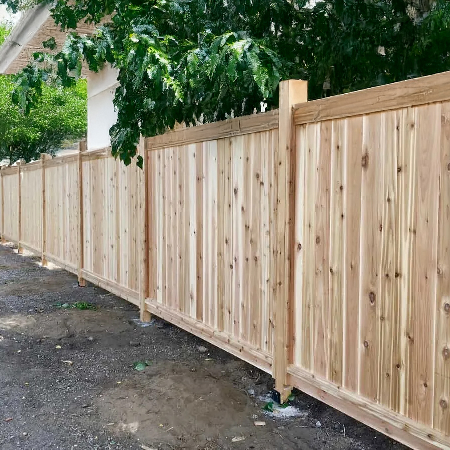privacy fence elm street - San Antonio Deck and Fence Works Natural wood fence with vertical panels.-deck builder-San Antonio, Texas