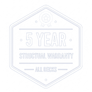 warranty - San Antonio Deck and Fence Works Badge for 5 year warranty on decks from San Antonio's expert Deck Builder and Fence Installers